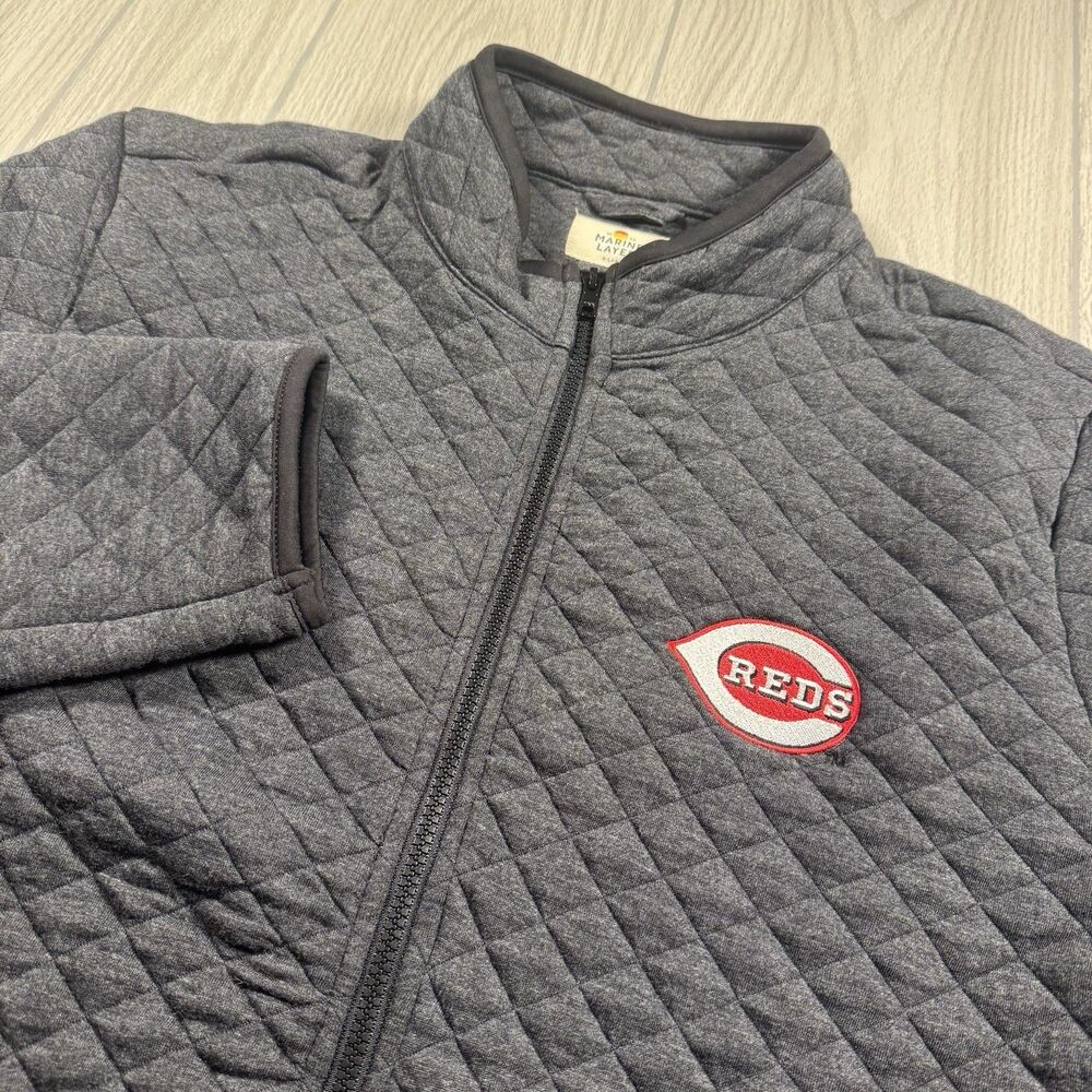 Marine Layer Cincinnati Reds Makers Mark Full Zip Quilted Jacket Men’s XL Gray